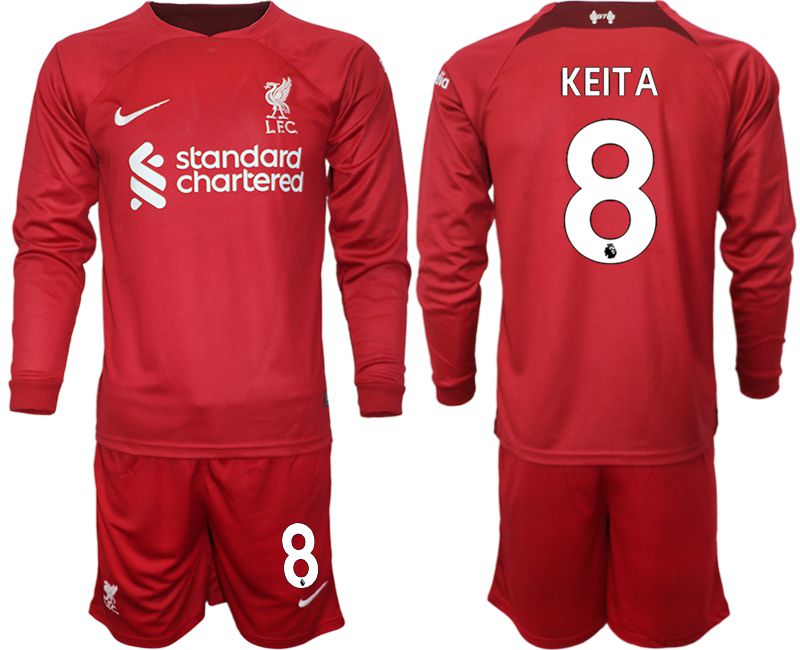 Men 2022-2023 Club Liverpool home long sleeves red #8 Soccer Jerseys->liverpool jersey->Soccer Club Jersey
